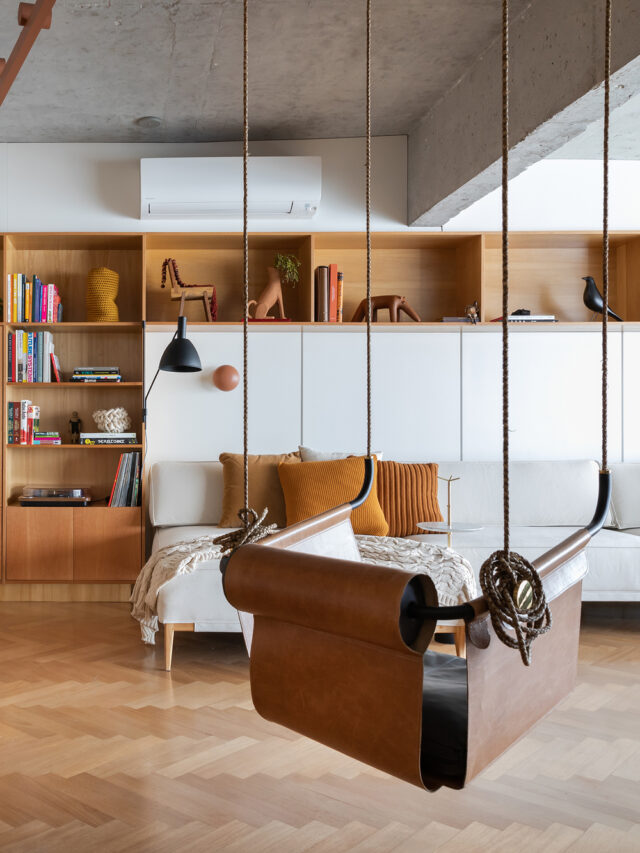 Apto de estilo contemporâneo com balanço na sala